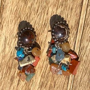 Boho Turquoise Multi Stones Dangle Earrings